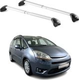 Omac Barres de toit transversales certifiées Tüv pour Citroën C4 Grand Picasso 2006-2013 5 portes – Verrouillables (4 antivols) – Charge max 100 kg – Sangle inox + protection caoutchouc argent