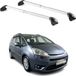 Omac Barres de toit transversales certifiées Tüv pour Citroën C4 Grand Picasso 2006-2013 5 portes – Verrouillables (4 antivols) – Charge max 100 kg – Sangle inox + protection caoutchouc argent