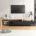 Meuble TV moderne sans marque - élégance stylée - espace de rangement pratique - aspect bois, étagères en verre, éclairage LED - noir laqué