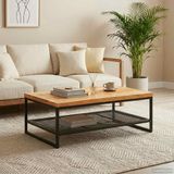 vidaXL Table basse marron et noir 110 x 55 x 35 cm bois de manguier massif