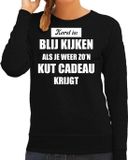 Bellatio Decorations Shoppartners Bv Zwarte foute Kersttrui / sweater - Kerst is blij kijken / kut cadeau - dames - Kerstkleding / Christmas outfit M