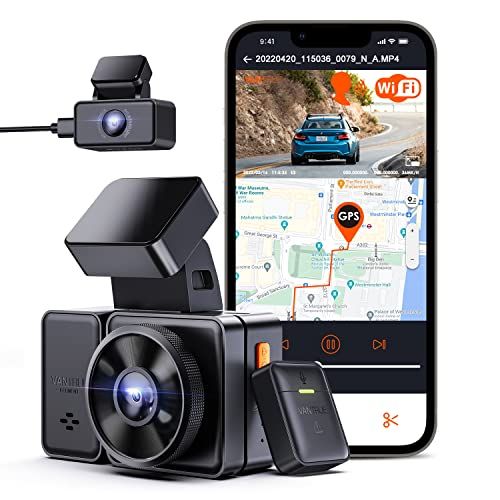 VANTRUE E2 Dual 1944P Dash Cam Auto 5GHz WiFi GPS, Draadloze en Spraakgestuurde Dash Cam Voor Achter, WDR Nachtzicht Buffer Parkeermodus Auto Camera, 2,45 Inch 320° Loop Recording G-sensor, max. 512GB