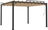 vidaXL Pergola met lamellendak, 3x3 meter, taupekleurig, stof en aluminium