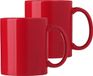 Bellatio Design Koffie mokken/bekers Nantes - 2x - keramiek - met oor - rood - 300 ml