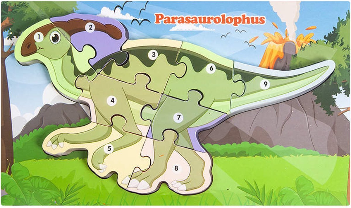 Melloniki Houten Dinosaurus Puzzel - Parasaurolophus