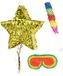 PartyDeco Verjaardag Pinata Ster goud - 44 x 42 cm - set met stok en masker