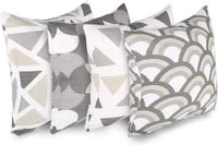 Penguin Home 100% Katoenen Decoratieve Dubbelzijdige Vierkante Kussenhoezen met Onzichtbare Rits 45cm x 45cm (Set van 4, Grijs/Wit Mix)