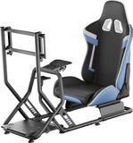 Wiltec Race-simulator, siège de course 71 x 136 x 108 cm, simulateur de voiture adapté aux utilisateurs jusqu'à 100 kg, simracing avec support de moniteur, simulateur de course avec points de fixation pour volant, levier de vitesses et pédales