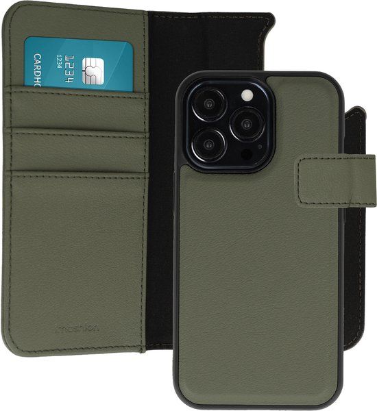 imoshion Hoesje - Geschikt voor Apple iPhone 13 Pro - Uitneembare 2-in-1 Luxe Bookcase - Groen