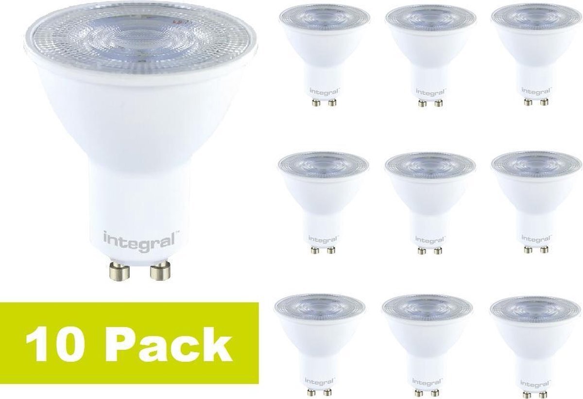 Integral LED 10 pack - - GU10 LED spot - 4,2 watt - 6500K daglicht wit - 430 lumen - dimbaar