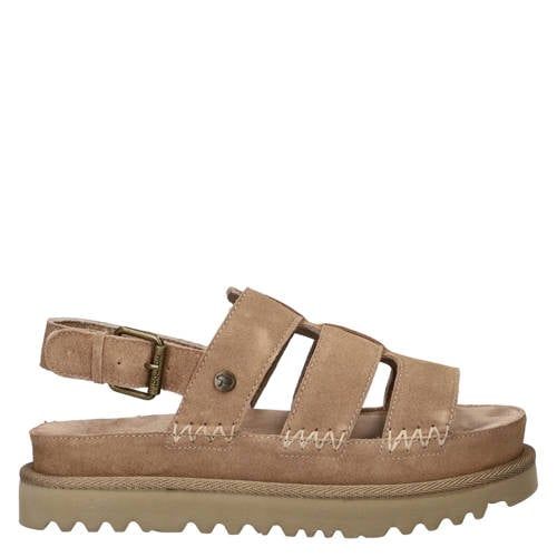 Warmbat Australia Wenlock suède sandalen met plateauzool zand