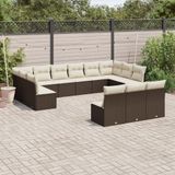 Maison Exclusive - Ensemble de jardin, 13 pièces, avec coussins, marron, en polyrotin