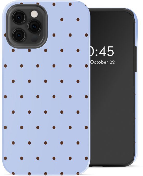 Selencia Hoesje - Geschikt voor Apple iPhone 12 Pro / 12 - Backcover - Happy Dots Digital Sky