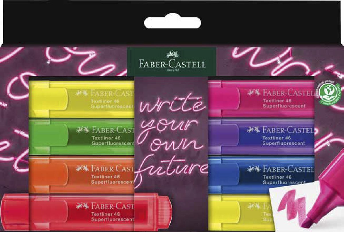 Faber-Castell tekstmarkers - neon - 8 stuks - in karton etui - FC-254601