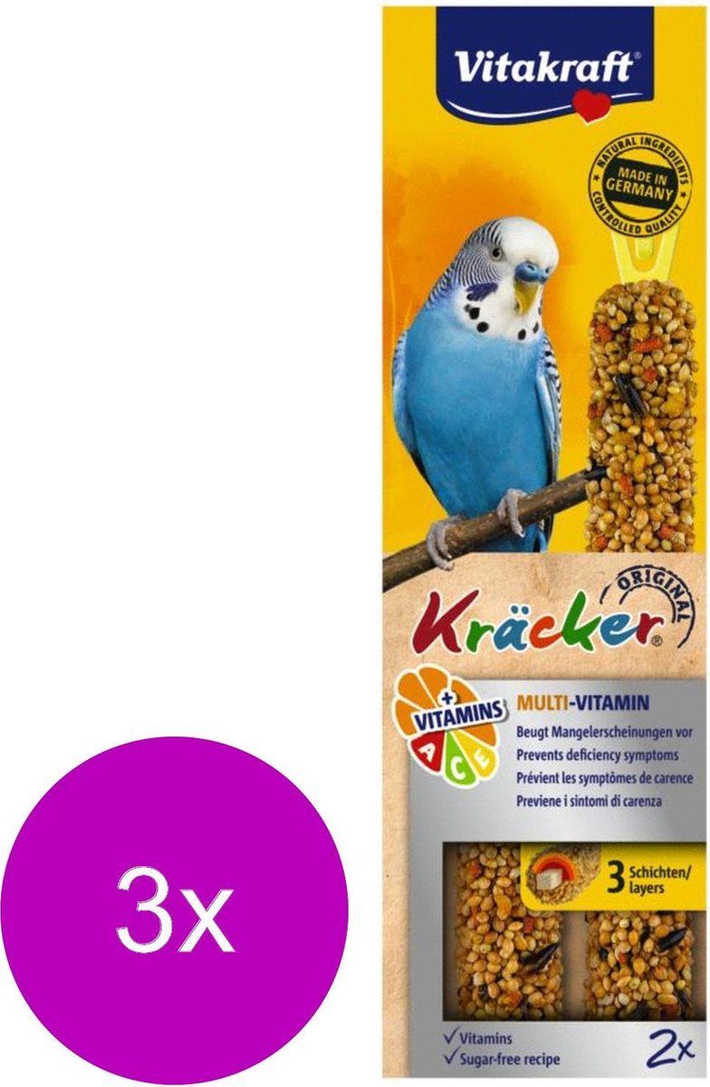 VITAKRAFT Parkiet Kräcker 2 stuks - Vogelsnack - 3 x Multi Vitamine