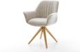 DELIFE Chaise de salle à manger Keila-Flex avec accoudoir cadre en bois angulaire naturel tissu tissé beige pivotant à 360°