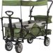Bolderkar pliable avec toit pour transport et jardin, vert/gris