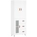 Buffet haut meuble de rangement blanc 69,5x34x180 cm bois d'ingénierie