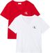 Calvin Klein Dames A- Logo VN 2 Pack Tee LV047C906G Tees, Rood (Adrenaline Rush/Brilliant White), S
