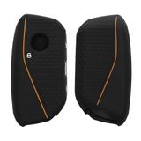 kwmobile autosleutel hoesje geschikt voor BMW 4-knops X7 X1 U11 iX ix1 7-serie G07 I7 autosleutel hoes - Siliconen autosleutel behuizing - Auto sleutel case met honingraat - Sleuteletui in zwart / oranje