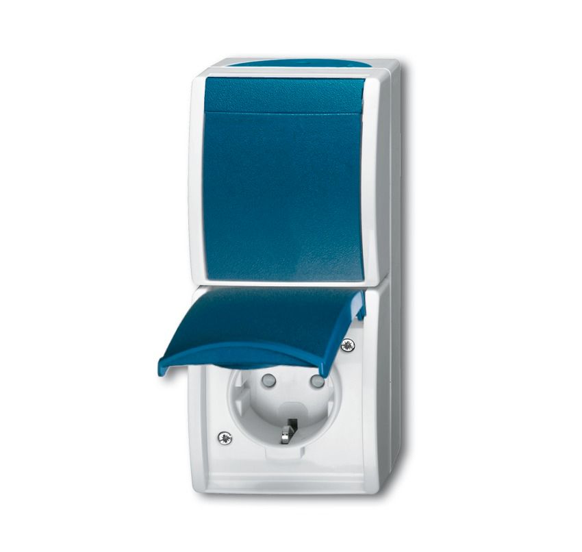 Busch-Jaeger 2601/6/20 EBW-53 Wandcontactdoos - Wit/Blauw - IP44
