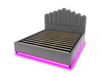 MODFU Lit double rembourré en velours 180x200 avec éclairage LED, lit junior avec tiroir de lit et tête de lit rembourrée, lit multifonctionnel avec beaucoup d'espace de rangement, sans matelas, beige