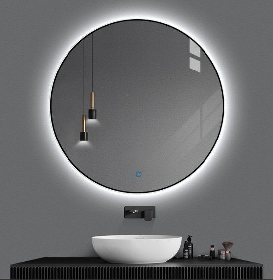 Sani Royal Badkamerspiegel Rond LED Mat Zwart 60 CM