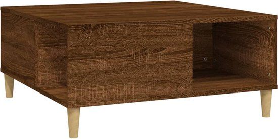 vidaXL Salontafel 80x80x36,5 cm bewerkt hout bruin eikenkleur