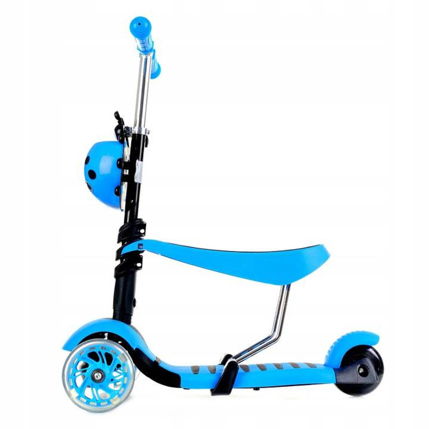 HA-MA TOOLS Mini Scooter - Zadel Step Met 3 Wielen - Driewieler - LED Wielen - Blauw