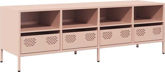 vidaXL Tv-meubel 135x39x43,5 cm koudgewalst staal roze