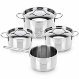 Benza – Set de 7 casseroles en inox – 4 casseroles et 3 couvercles – Convient pour induction et four – 1,3 à 3 litres