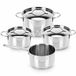 Benza – Set de 7 casseroles en inox – 4 casseroles et 3 couvercles – Convient pour induction et four – 1,3 à 3 litres