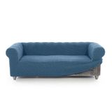 FAVERTI Chester-bankhoes voor 3-zits van 180 tot 230 cm | model Novelle | hemelsblauw | Chester-bankhoes van hoogwaardige jacquard-stof in katoenlook