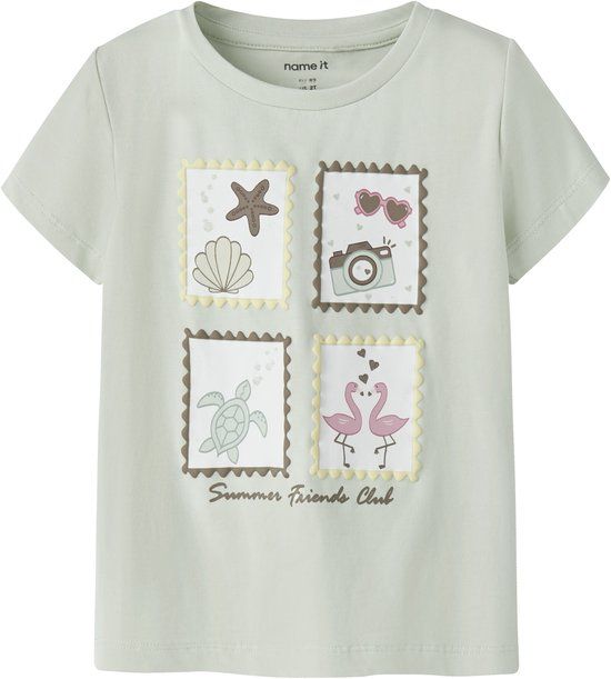 NAME IT - NMFHELOUI SS TOP BOX - Meisjes - T-shirts - Pale Aqua - Maat 104