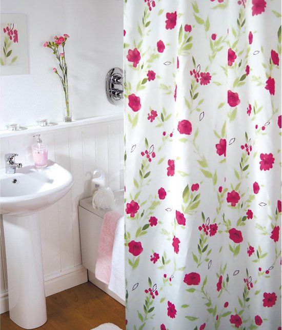 IFC Papillon Douchegordijn - 180x200 cm - Rozen Print - Schimmelvrij - Inclusief ringen