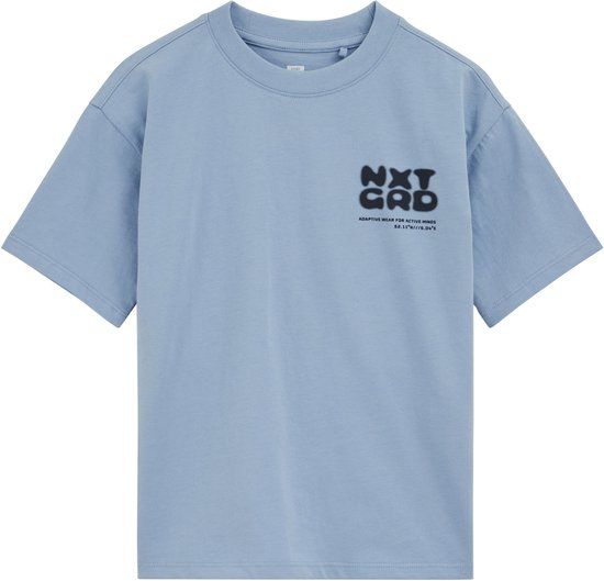 WE Fashion Jongens T-shirt met print - Ice blue - Maat 110/116