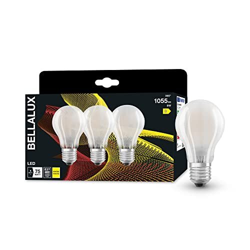 Bellalux LED-lamp, E27-basis mat glas ,Warm wit (2700K), 1055 Lumen, substituut voor 75W-verlichtingsmiddel niet-dimbaar, 3-Pak