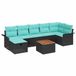 vidaXL - Tuinbank - Set - 4 zitplekken - Zwart/ Blauw - Polyrattan