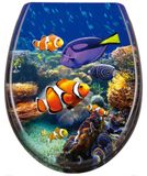 StarTech Duroplast Toilet Seat - Automatic Soft Close - Universal Fit - Stable Mounting - Easy to Clean - Cheerful, Colorful Ornament Pattern