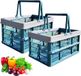 Goodivery ® Lot pratique de 2 paniers de transport pliables pour le shopping et le camping - Bleu