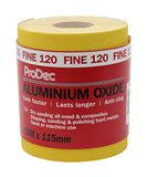 ProDec 10m Rol 120 Korrel Fijn Gele Aluminium Oxide Schuurpapier voor het Schuren van Hout, Verf, Pleister, Plamuur, Metaal en Meer, 115mm Breed Schuurpapier Compatibel met Machine Schuurmachines
