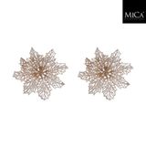 Mica Decorations clip poinsettia 3x13.5 cm 2 stuks champagne