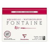 Clairefontaine 96413C Blok, gelijmd, 4 zijden, fontein, 25 vellen, aquarelpapier, wit, 100% katoen, fijne korrel, professionele kwaliteit, 18 x 24 cm, 300 g