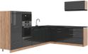 Vicco Hoekkeuken Fame-Line, Antraciet Hoogglans/Goudkleurig Eiken, 327 x 227 cm zonder werkblad