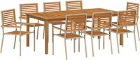 vidaXL Eettafel Set 9-delig Beige Massief Acacia Hout