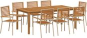 vidaXL Table de salle à manger 9 pièces Beige Bois d'acacia massif