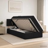 vidaXL lit de rangement avec matelas et tête de lit noir 90 x 190 cm velours