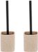 Tendance Toiletborstel - 2x - Travertin - met houder - polyresin steenafwerking - beige - 12.5 x 9.5 x 37 cm