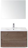 BES LED Dante Badmeubelset 80 cm - Tabacco - Keramische Wastafel Wit Enjoy met Spiegel