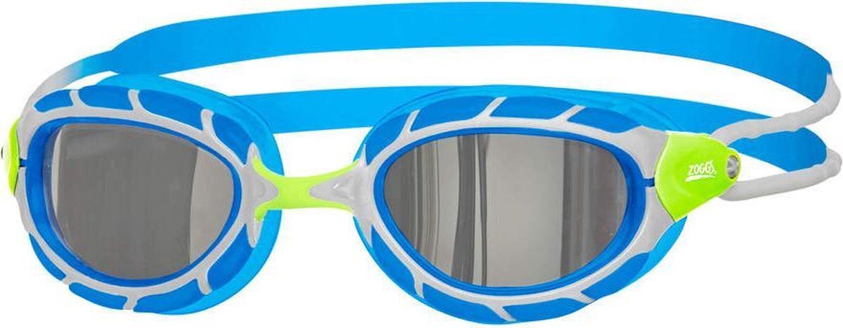 Zoggs Predator Titanium Zwembril Silver Blue, Mirrored Smoke Small Fit